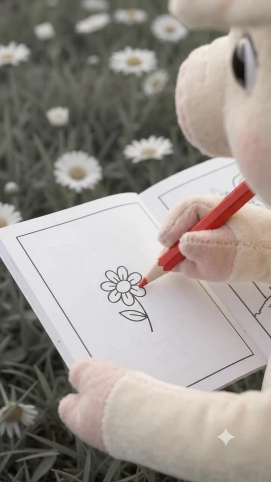A little hoof draws a flower