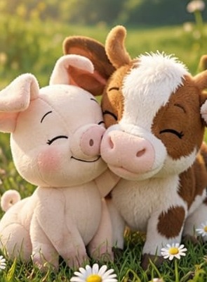 Merry hugging the calf
