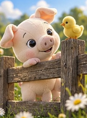 Merry and a chick on the fence